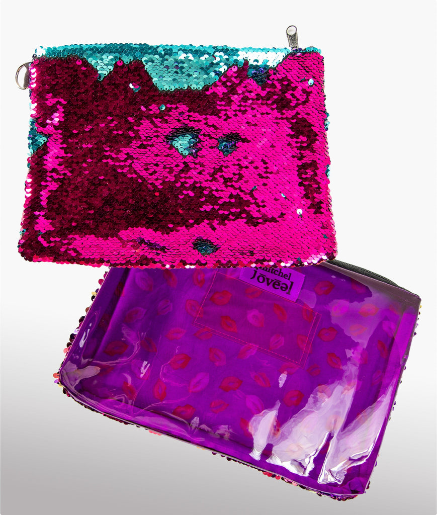 mitchel jovial Fuchia/turquoise Large Sequence Pouch