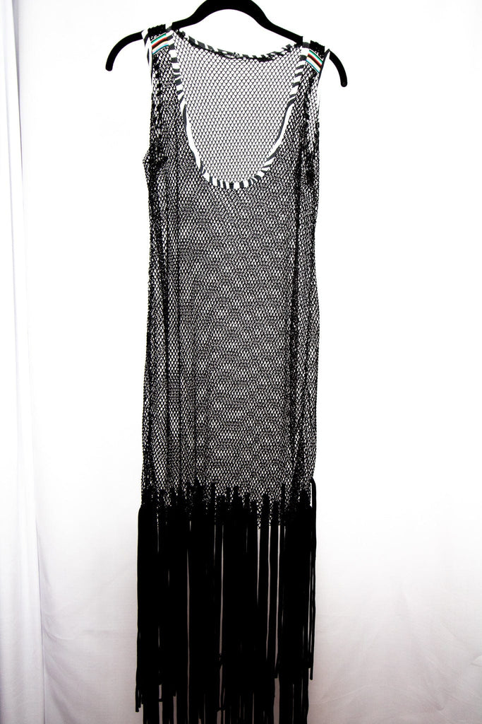 mitchel jovial Apparel & Accessories Fringe Fish-Net Dress