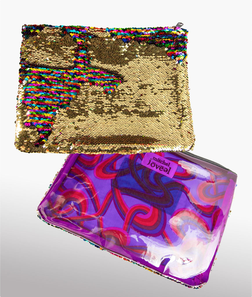mitchel jovial Gold/Rainbow Large Sequence Pouch