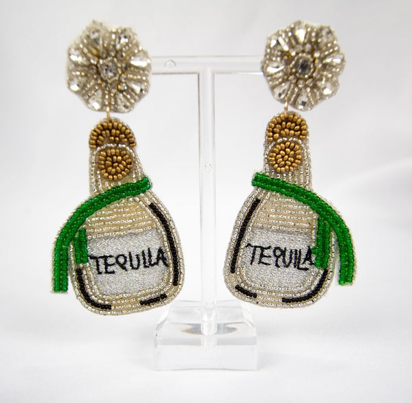 mitchel jovial jewelry Green and Gold Beaded Jewel Earrings
